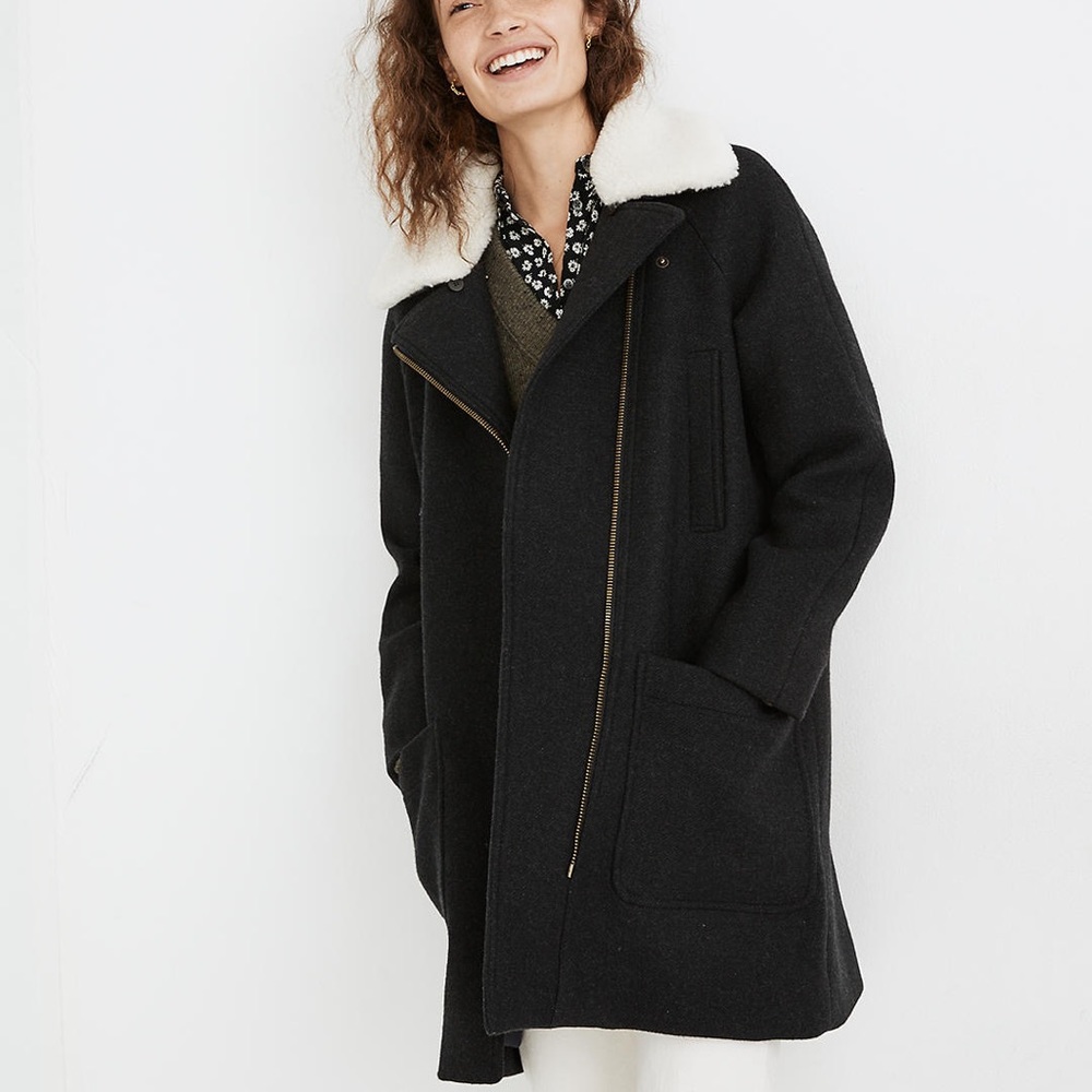 Madewell Eldridge Wool Coat with faux shearling